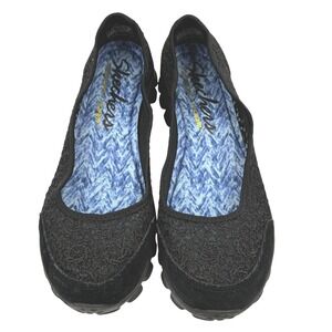 Skechers EZ Flex2 Sweetpea Womens Sz 9 Black Lace Memory Foam Ballet Flats